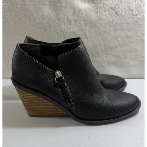 Dr Scholls Platform Wedge Sz 9.5 High Heel Work It Bootie Ankle Zip Shoes Black