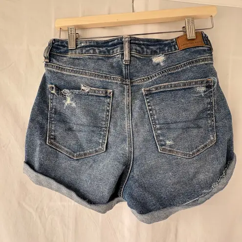 Women's American Eagle Blue Distressed Mom Jean Shorts Size 6
