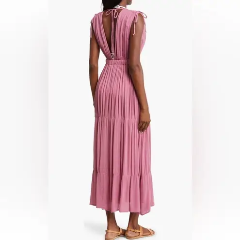 Elan Ruched Tiered Cover Up Maxi Dress X-Small PINK VIOLET 