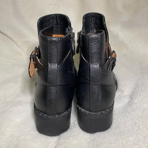 Gentle Souls Leighton Black Leather Moto Boots Ankle Zip Up 7.5