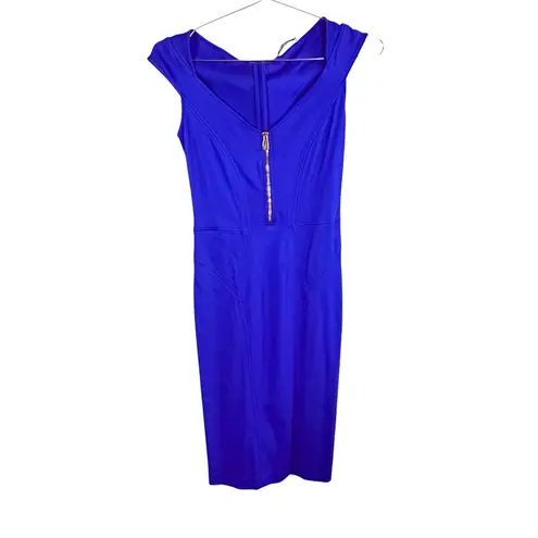 Versace Collection Electric Blue Cap Sleeve Sheath Dress Size 2