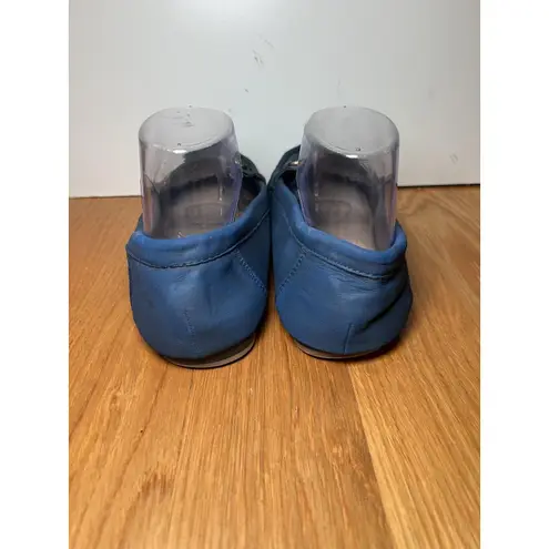 H By Bendel Shoes Womens Size 9W Blue Leather Perforated Loafer Moc Drivers