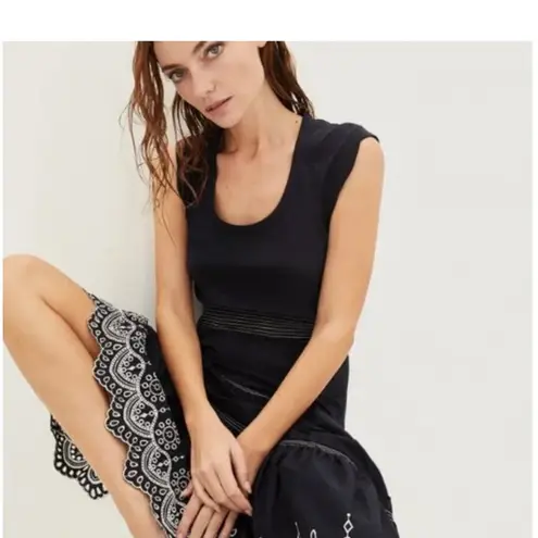 Veronica Beard NWOT Amaia Navy Midi Eyelet Short Sleeve Embroidered Dress Size S