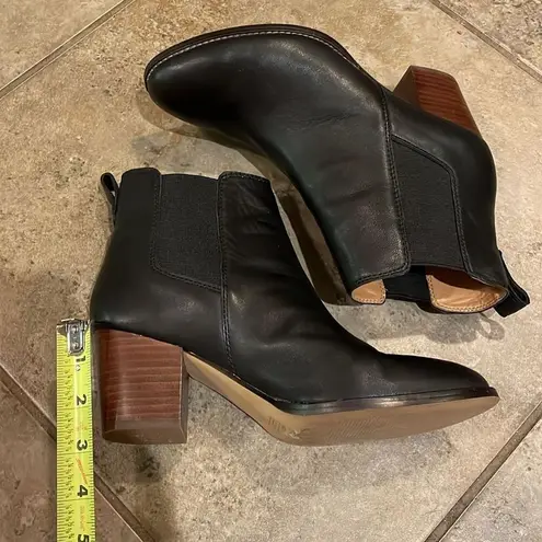 J. Crew Rory Black Leather Heeled Ankle Boots Womens Size 7.5 AR846