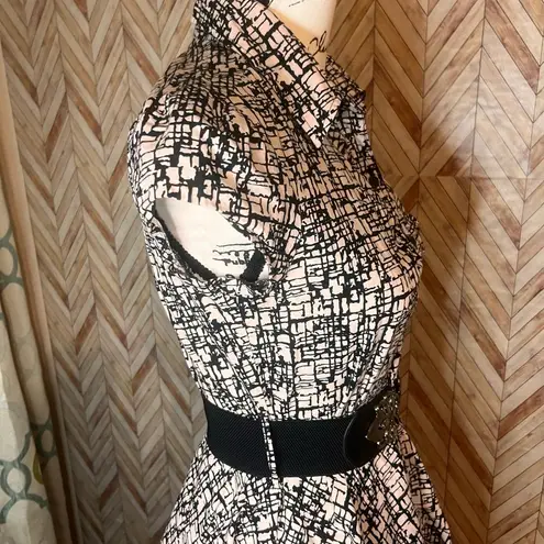 BCX Black White Abstract Print Ruffled Skirt Short Dress Women's Medium