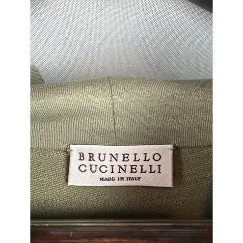 Brunello Cucinelli Women’s Small Olive Green Zip-Up Hoodie - Image 4