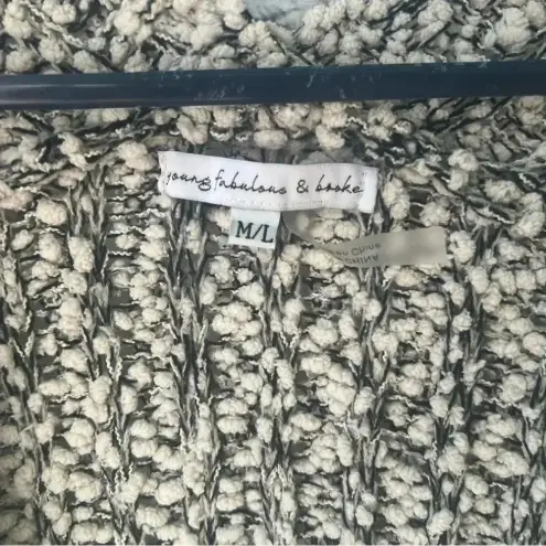 Young Fabulous and Broke  Long Sleeve Gray and White Open‎ Front Duster Size M/L