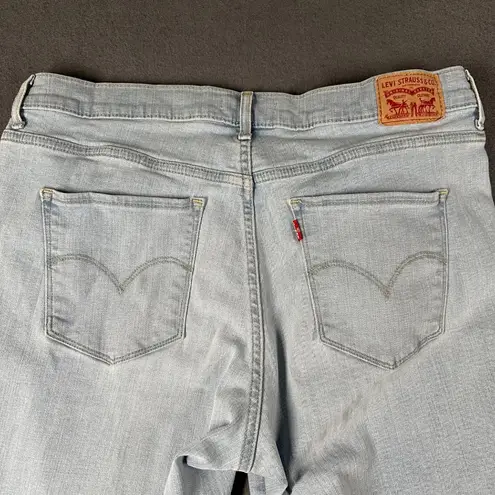 Levis Womens 32 Classic Bermuda Shorts Light Blue Denim Blue Jeans Stretch