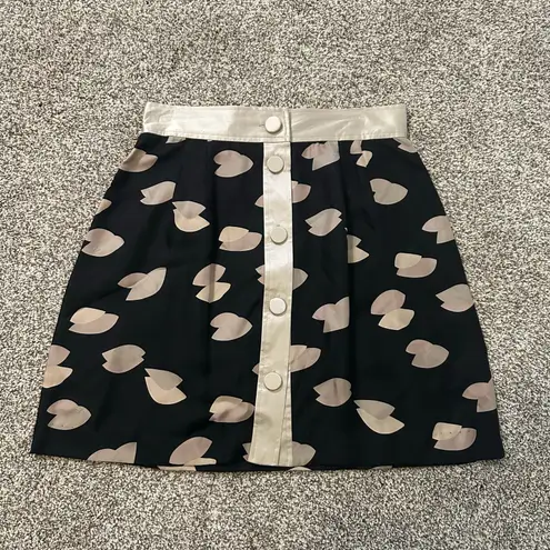 WAYF black & beige silk a-line mini skirt size 12
