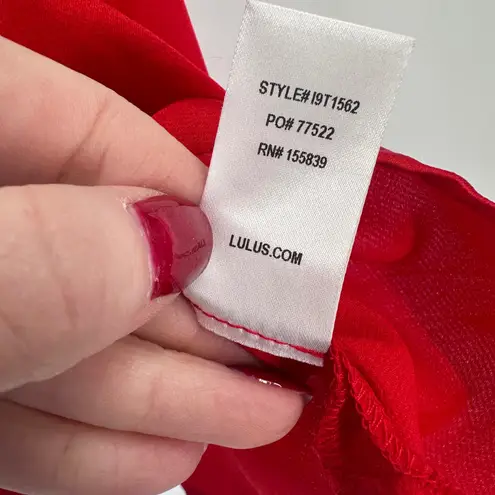 Lulus  Red Lace Trim V Neck Cami Tank Top Camisole Size M Holiday Valentines