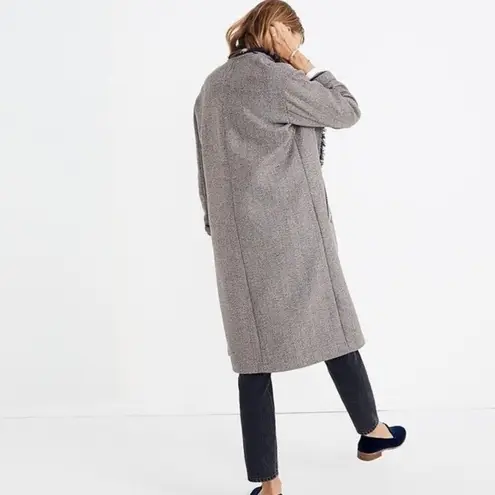 Madewell  Fringed Herringbone wool blend long Robe trench Coat