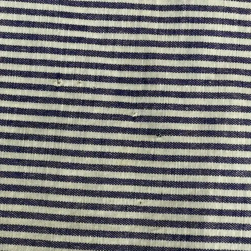 Zara Basic Striped Lace Top Tie Waist Short Sleeve Blouse Women's Size S Blue