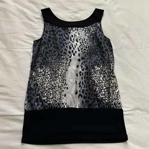 Y2K vintage Black grey leopard print shimmer tank top Size medium