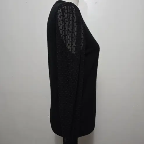 On Twelfth L Black Semi-Sheer Sleeve Sweater – Refined Modern Style