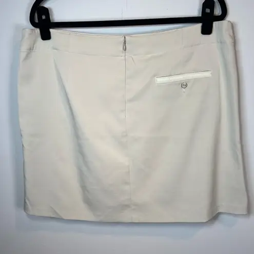 Lady Hagen Women’s Performance Skort Beige Lined Stretch Ribbon Pockets Size 16
