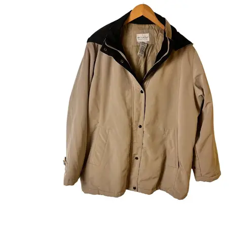 White Stag Size 2X Plus Beige Jacket Hooded Snap Front Water-Resistant Women