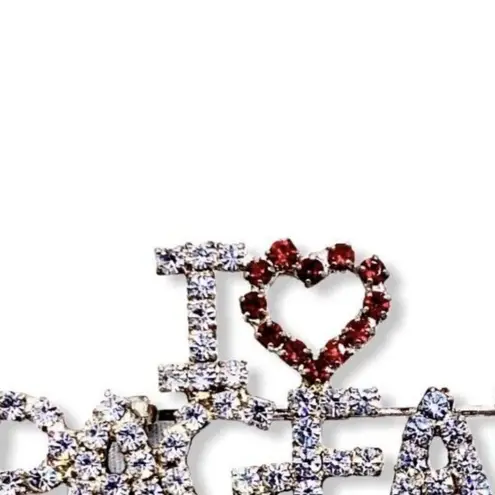 I ❤️ Heart PAGEANTS Rhinestone Bling Brooch Pin Collectable New 2.5” X 1.25”