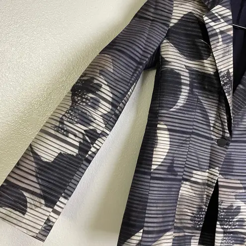 Daniela Corte Silk Blazer Jacket Womens 38 Purple Floral Striped Metallic Career