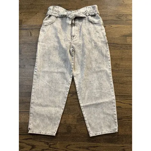 ALLSAINTS NEW Sammy Paperbag Jean in Mid indigo blue - Size 14 Acid Wash