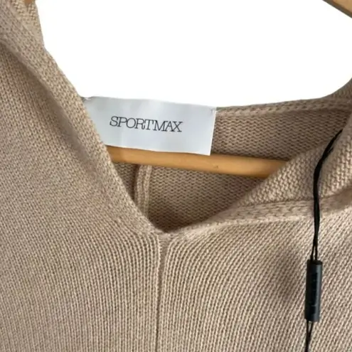 MaxMara SportMax Beige Cashmere Wool Centro Hooded Sweater Small Tan