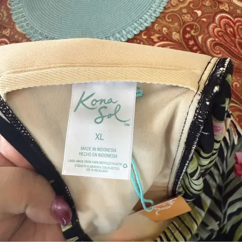 Kona Sol Tropical Swim Strapless Top Padded Breasts Size XL NWT