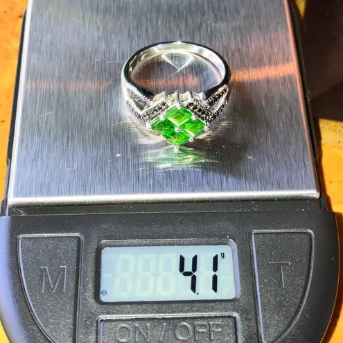 Natural Chrome Diopside Black Spinel Sterling Silver Ring Size 10