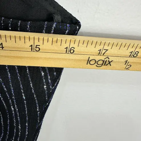 Onyx Nite 12P Black Metallic Stripe Cami Top Y2K Vintage Evening Party Glam USA