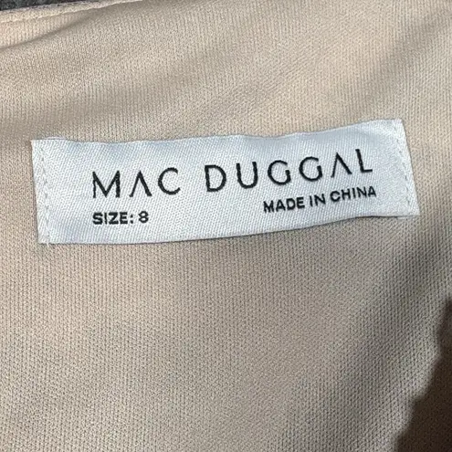 Mac Duggal Floral Applique Long Sleeve Illusion Gown Rose Pink Size 8 70224