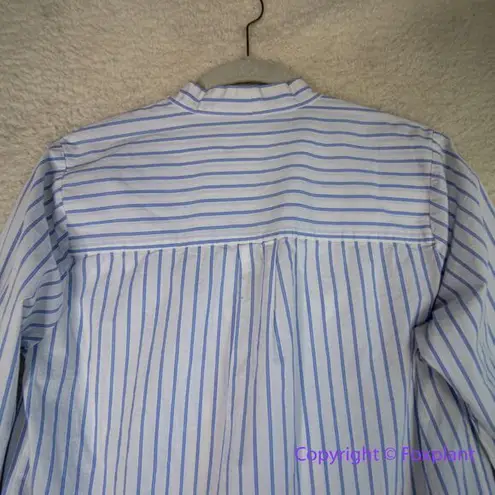 MICHAEL Michael Kors Blue & White Striped "Hampton" Tie Neck Blouse, M Size M
