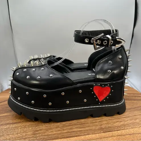 Lamoda Dolls Kill Studded Spiked Platform Heart Shoes Black Goth Punk Women's 7