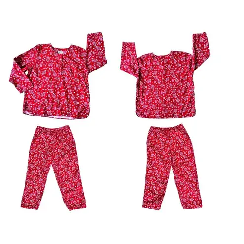 Jennifer Moore Vintage Christmas Pajamas Large Red 2 piece Fleece Loungewear