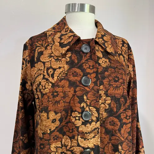 Briggs New York Fall Floral Brown & Black Lightweight Jacket Size 14 Petite
