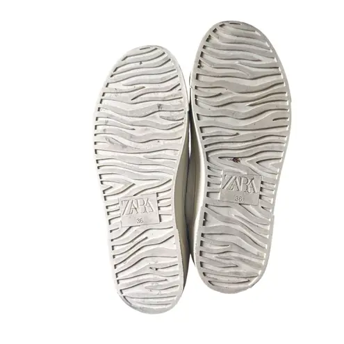 ZARA  Basic Faux Leather Glitter‎ Sneaker White Sz 36 (US 6)