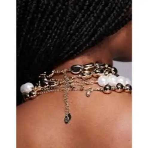 8 Other Reasons Layered Cross Necklace in Gold Womens Collar Beaded Beach