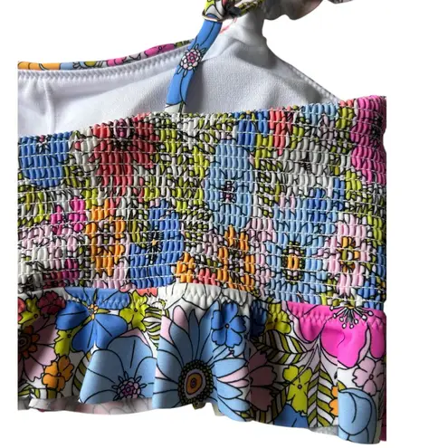 Raisin's Juniors Floral Lily Smocked Back Bikini Top