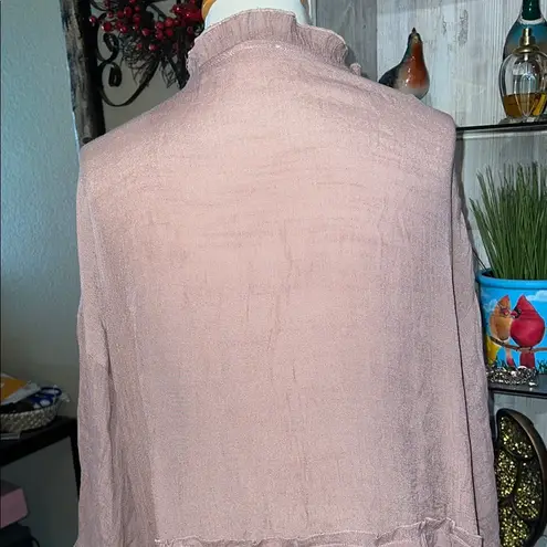 easel  Tiered Ruffled Cardigan in Mauve size L