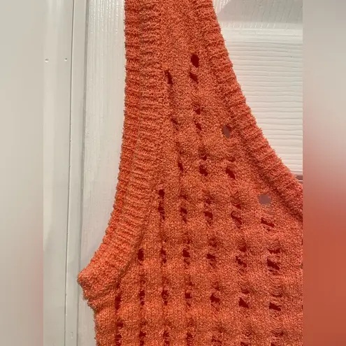 NWT Uncharted Threads Size L Coral Stretchy Knit Crochet Terry Cover Up Dress Pink Size L