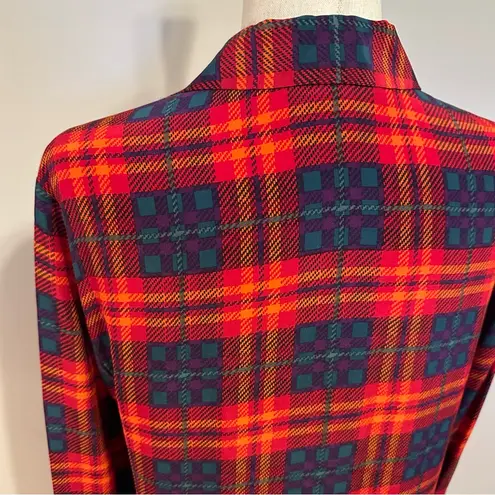 Carlisle Checkered/Flannel Print Patterened 100% Silk Button Down Size 4