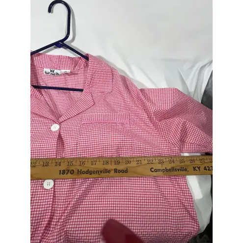 Wild About Me Womens Pink Gingham Pajama W/Pink Trim Top Pants Sleepwear XL