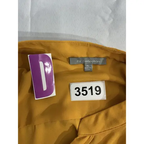 Ny Collection Womans XL Gold V Neck Long Sleeve Pullover Blouse