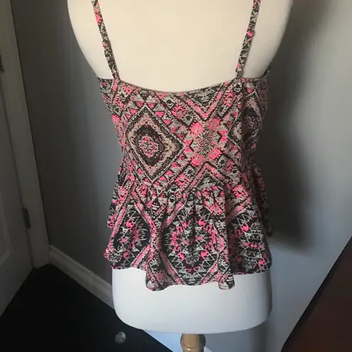 B Jewel Peplum Tribal Pattern Tank Top
