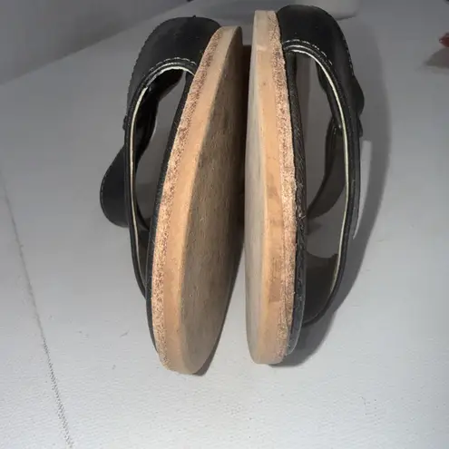 Trotters Minimalist Old Money Black Leather Mule Sandals Shoes Flats Size 7.5