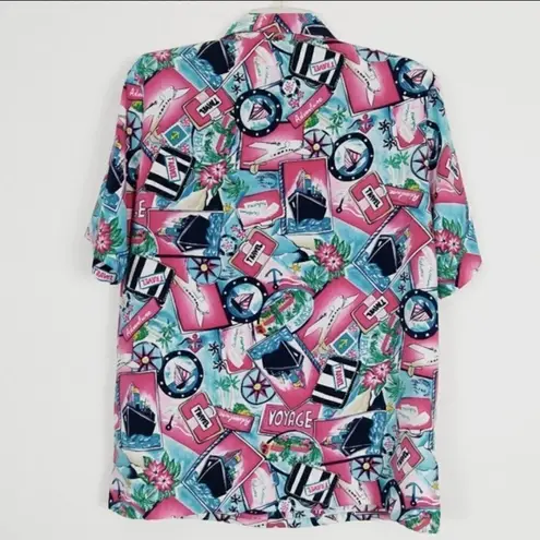 Vintage Pink Travel Vacation Themed Hawaiian Shirt Pink