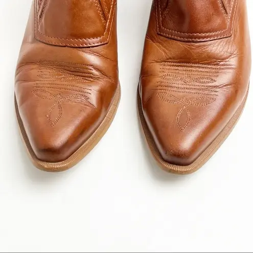 Durango Cognac Leather Western Style Ankle Booties, Size 6