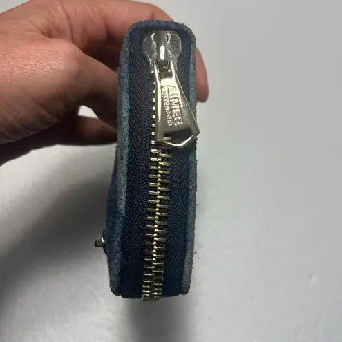 Aimee Kestenberg Denium Patchwork Zip-around Wallet Blue Leather Suede