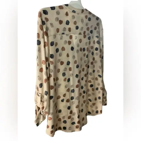 Nic+Zoe  Polka Dot Button Down Shirt - Cream and Brown