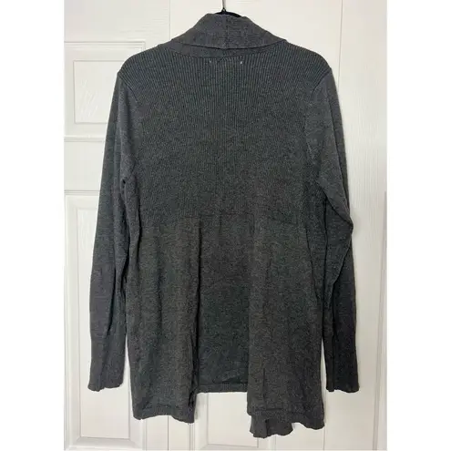 Olivia Sky Dark Grey Rayon Open Soft Knit Cardigan Ribbed Collar Sweater Size XL