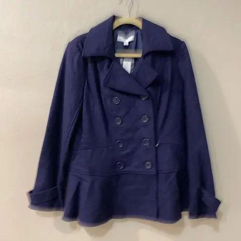 NEW YORK & CO Navy Wool Petticoat Blazer, Size Medium Blue