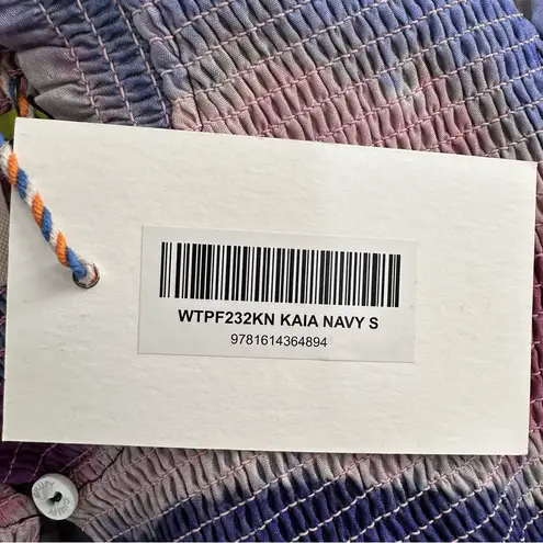 Chufy Northern Lights Kaia Navy Watercolor Top size Small Ruffle Tie Dye Stripes Blue