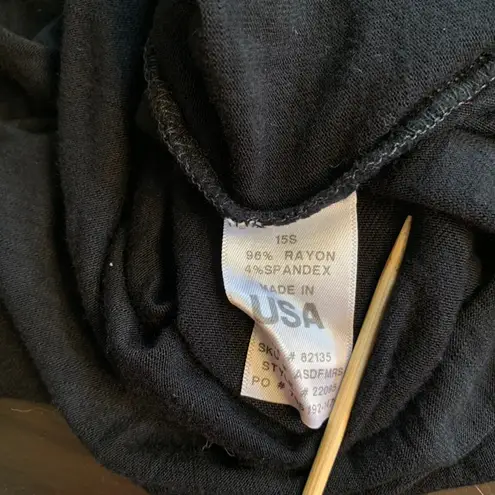 Fresh Produce Black 3/4 Sleeve Midi Dress L USA Boho Minimalist Soft Stretch